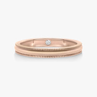 2.5mm Half Round Band With Milgrain Edge And Hidden Birthstone - Carrie K. 