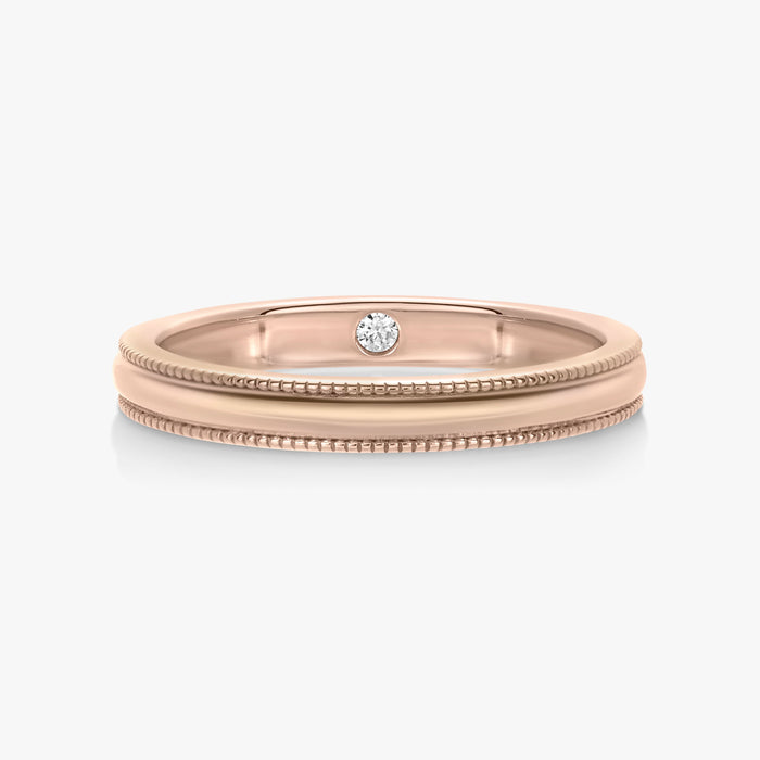2.5mm Half Round Band With Milgrain Edge And Hidden Birthstone - Carrie K. 