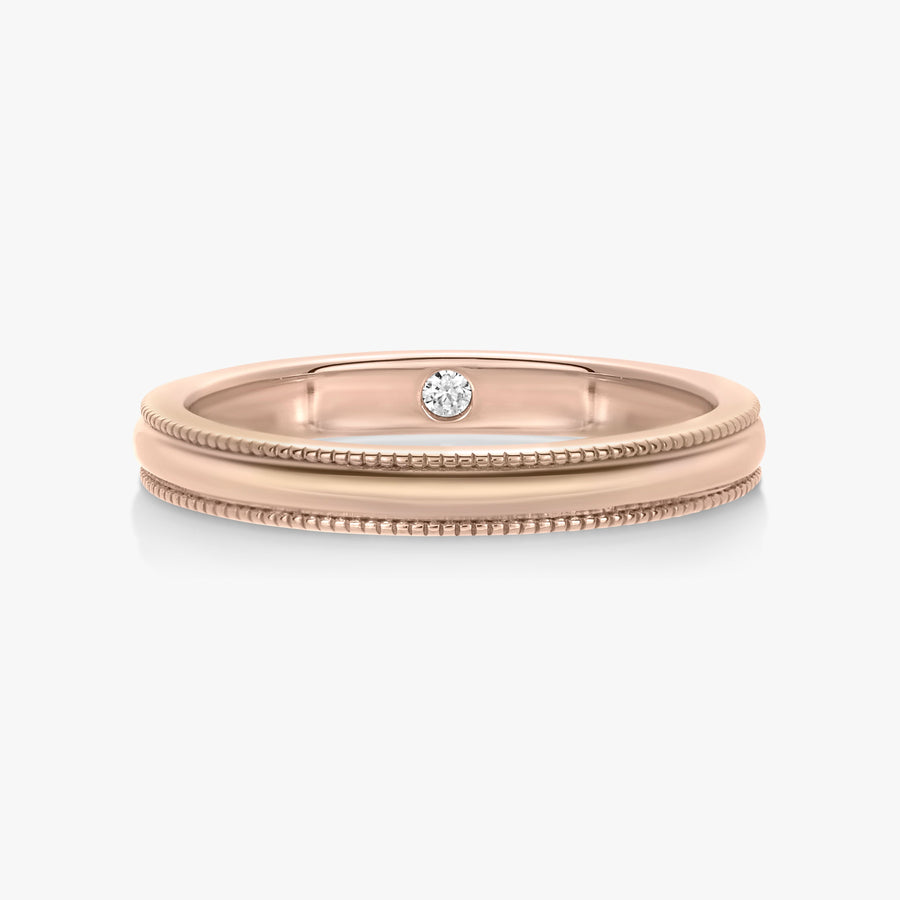 2.5mm Half Round Band With Milgrain Edge And Hidden Birthstone - Carrie K.