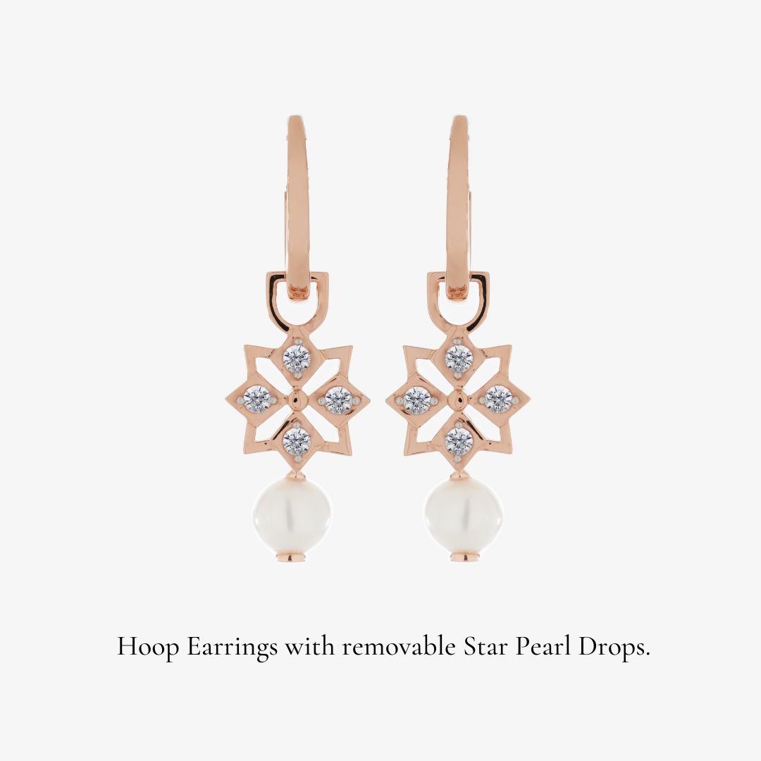 Star Mini Pearl Hoop Earrings (14K Gold) - Carrie K. 