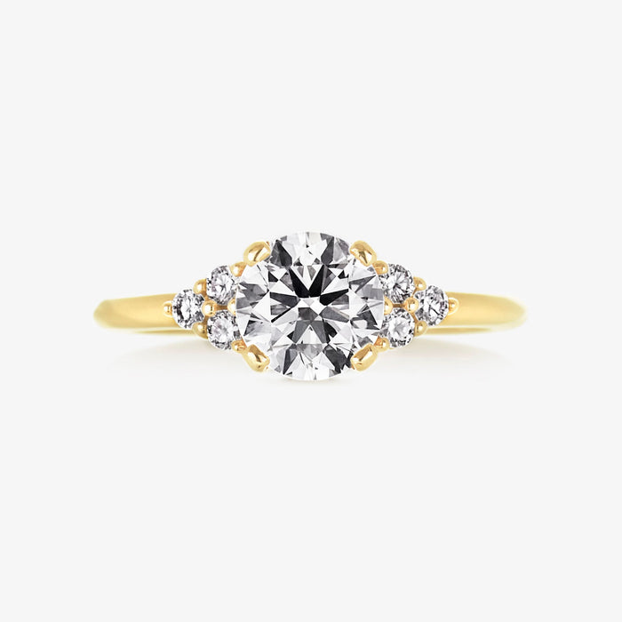 Classic 4 Pronged Ring With 3 Round Cluster Band - Carrie K.